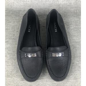Coach Fredrica Black Pebble Leather Flats Women's Size 9B